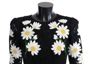 Black Floral Lace Chamomile Embroidered Dress Dolce & Gabbana