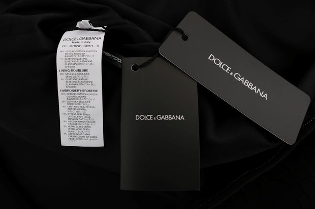 Black Crystal-Embellished Stretch Mini Dress Dolce & Gabbana