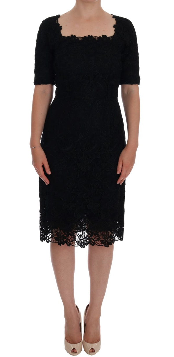 Elegant Black Knee-Length Sheath Dress Dolce & Gabbana