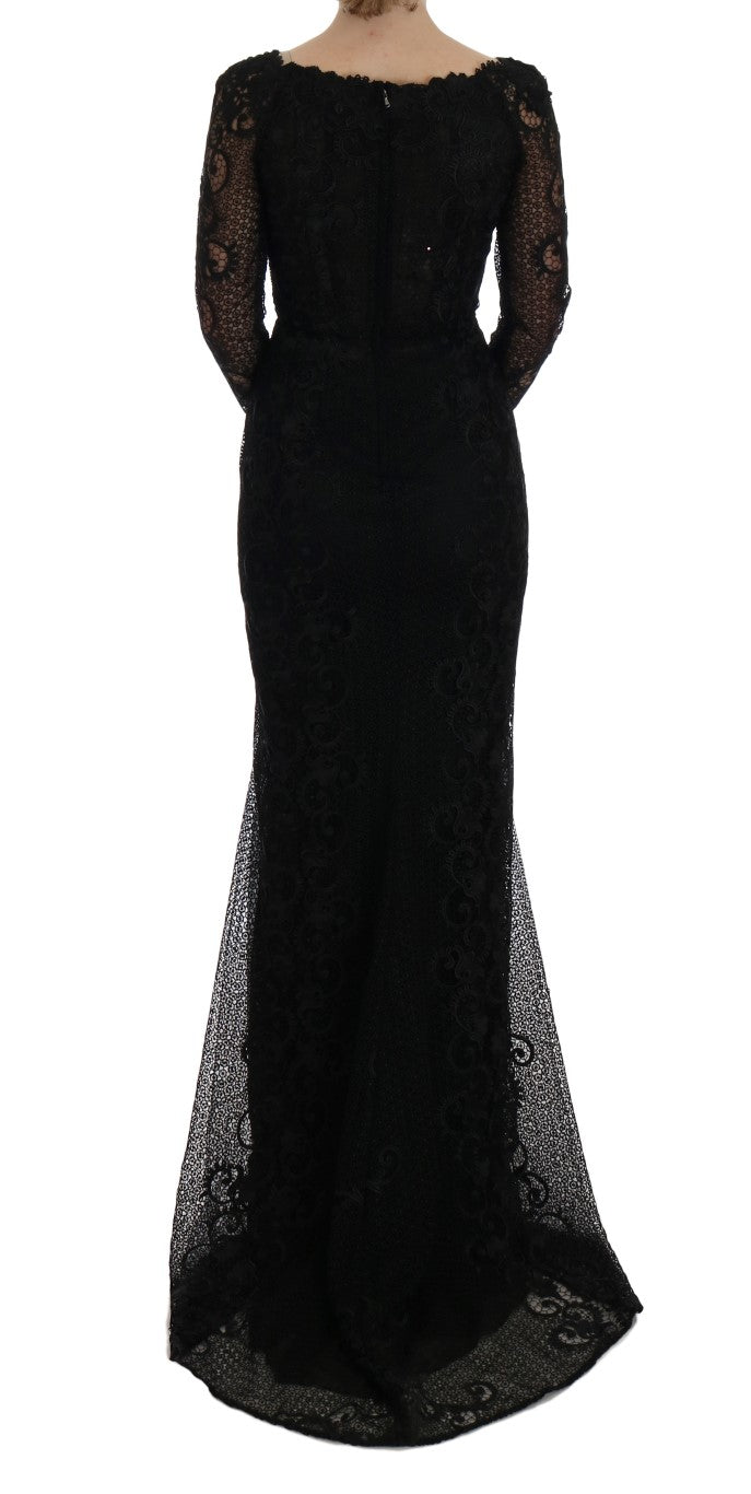 Elegant Full Length Black Sheath Maxi Dress Dolce & Gabbana