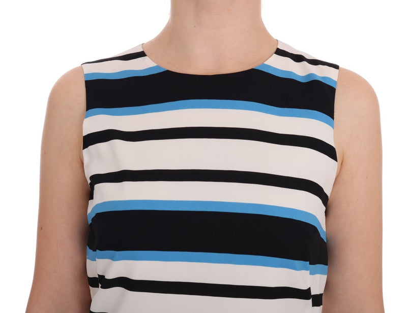 Elegant Sleeveless Striped Silk Shift Dress Dolce & Gabbana