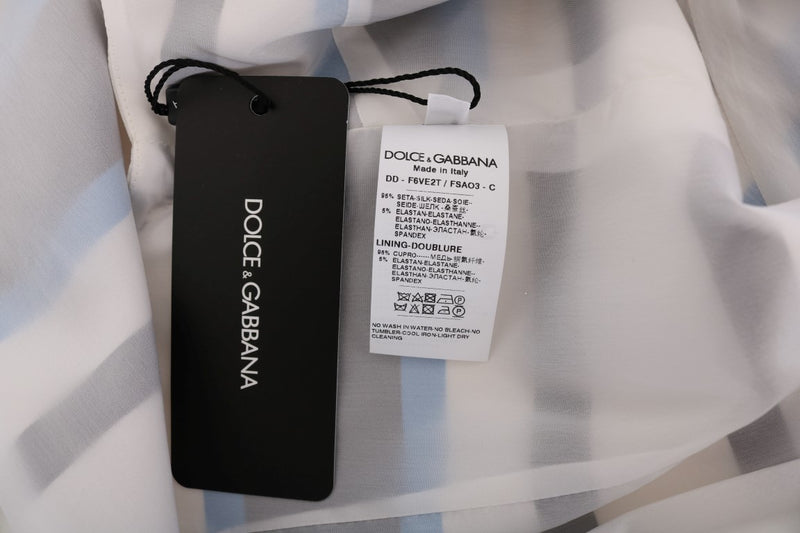 Elegant Sleeveless Striped Silk Shift Dress Dolce & Gabbana