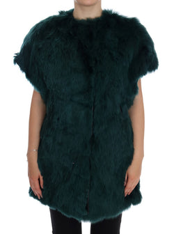 Exquisite Green Alpaca Fur Long Vest Dolce & Gabbana