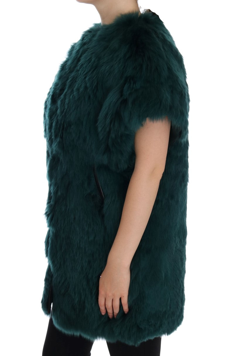 Exquisite Green Alpaca Fur Long Vest Dolce & Gabbana