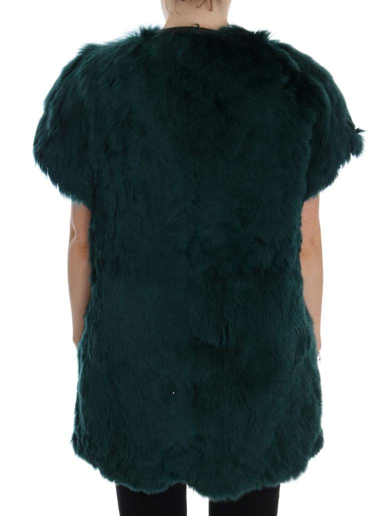 Exquisite Green Alpaca Fur Long Vest Dolce & Gabbana