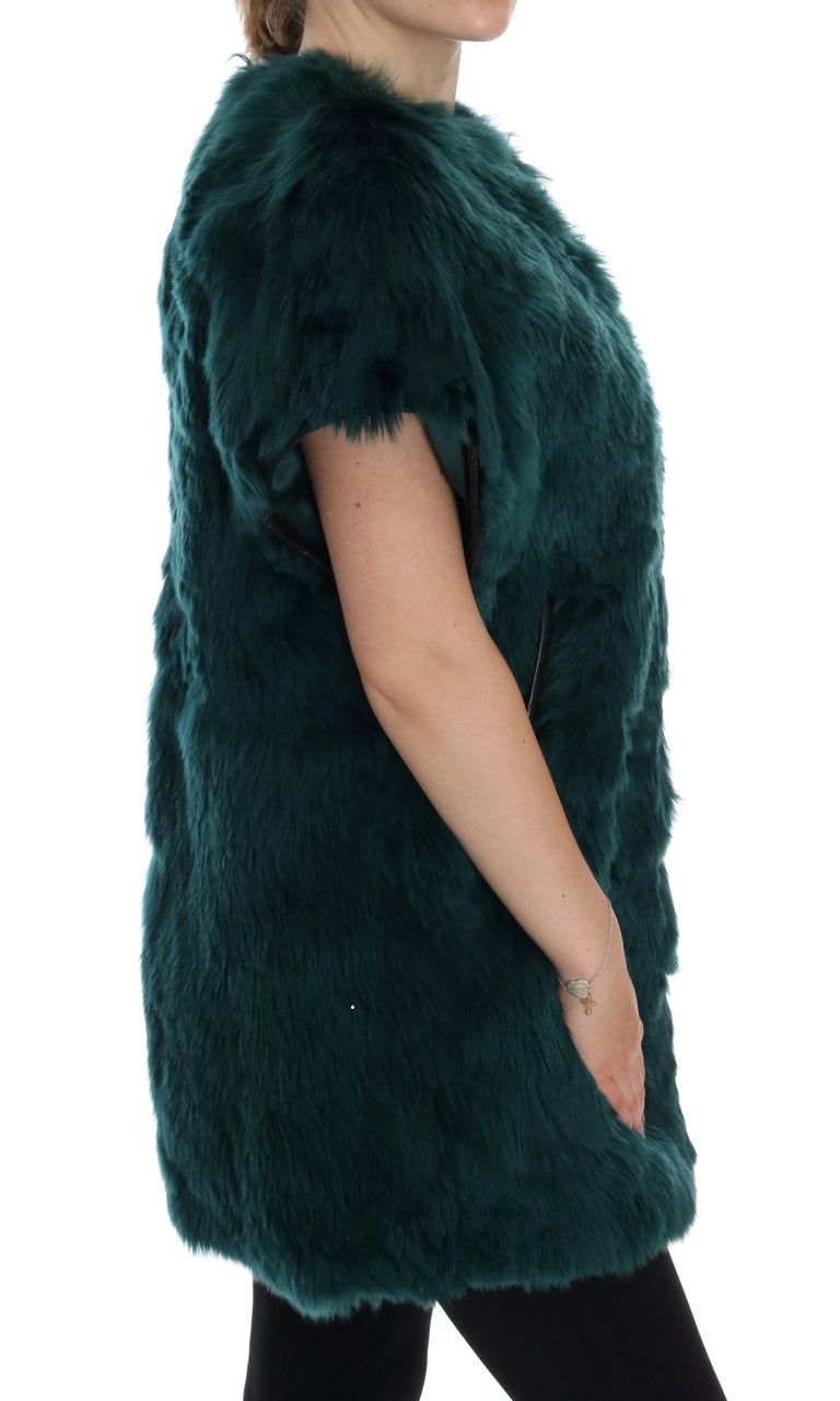 Exquisite Green Alpaca Fur Long Vest Dolce & Gabbana