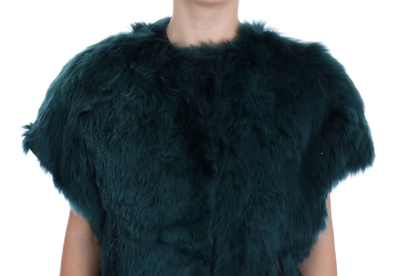 Exquisite Green Alpaca Fur Long Vest Dolce & Gabbana