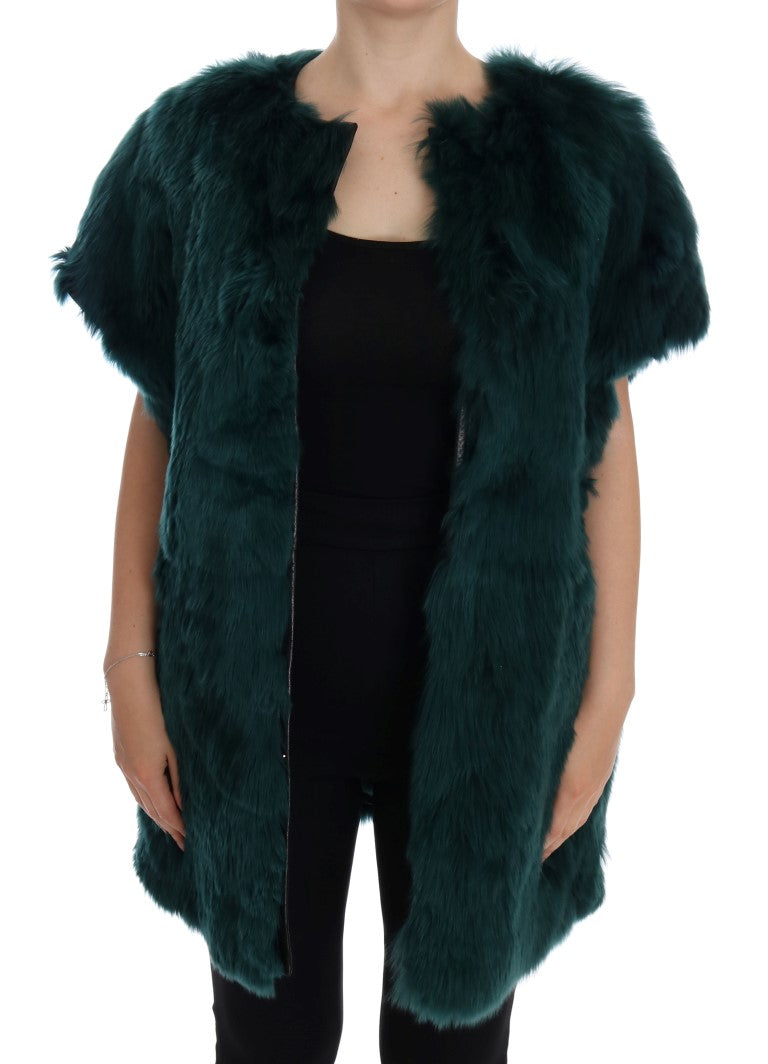 Exquisite Green Alpaca Fur Long Vest Dolce & Gabbana