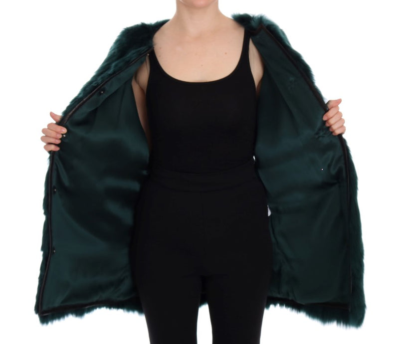 Exquisite Green Alpaca Fur Long Vest Dolce & Gabbana