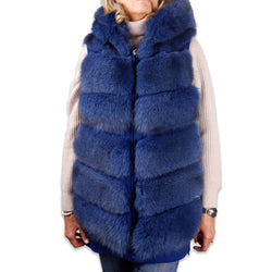 Elegant Sleeveless Wool Coat with Fox Fur Trim Made in Italy