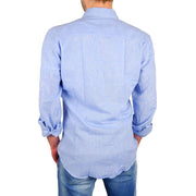 Elegant Light Blue Cotton-Linen Shirt Made in Italy