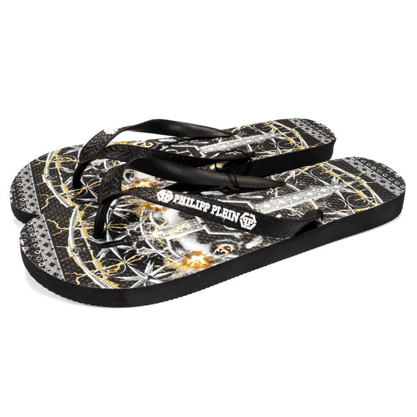 Multicolor Graphic Print Women's Flip Flops Philipp Plein