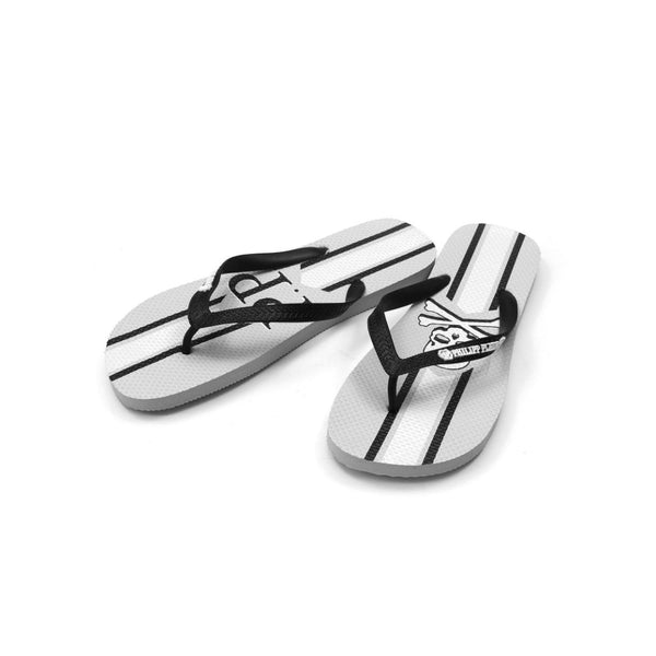 Chic Gray Logo Print Flip Flops Philipp Plein