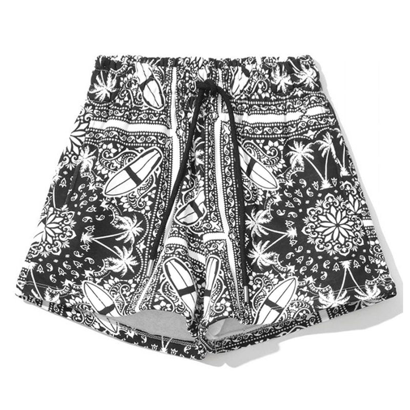 Chic Monochrome Palms Cotton Shorts Comme Des Fuckdown