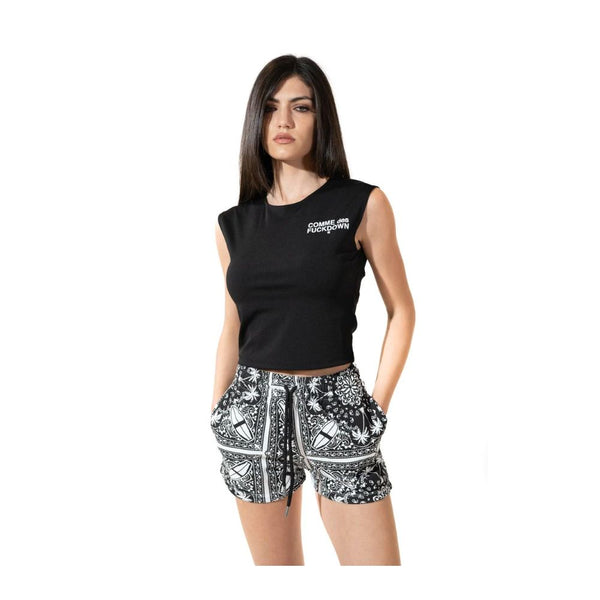 Chic Monochrome Palms Cotton Shorts Comme Des Fuckdown