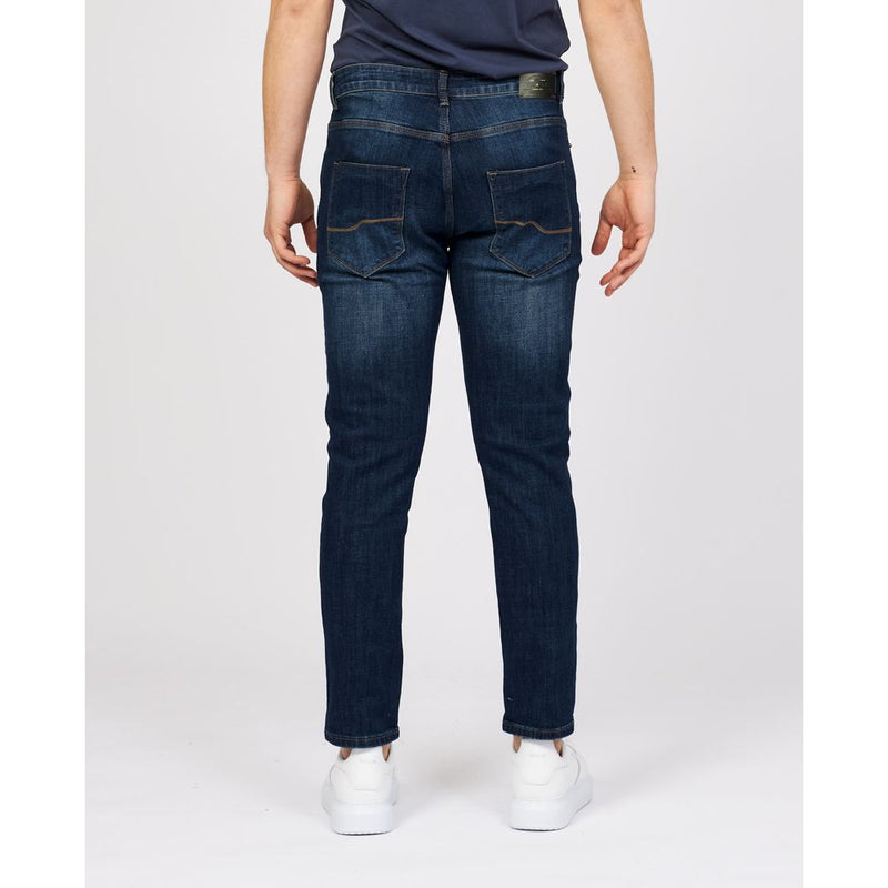 Sleek Blue Cotton Stretch Jeans Yes Zee