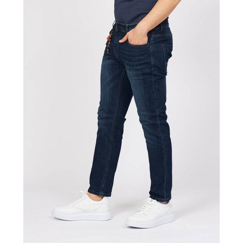 Sleek Blue Cotton Stretch Jeans Yes Zee