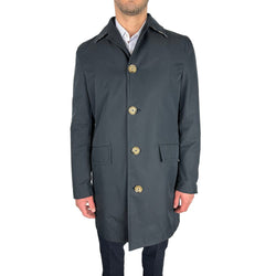 Elegant Navy Blue Single-Breasted Trench Coat Aquascutum