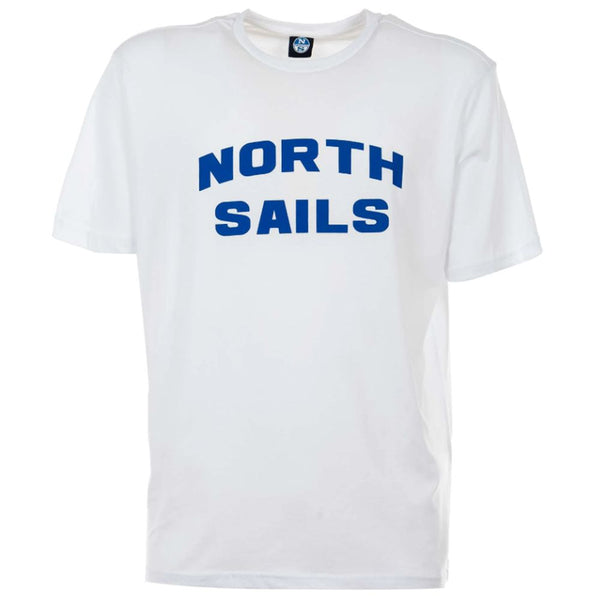 Elegant White Cotton Tee with Bold Blue Logo North Sails