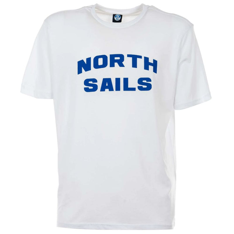 Elegant White Cotton Tee with Bold Blue Logo North Sails