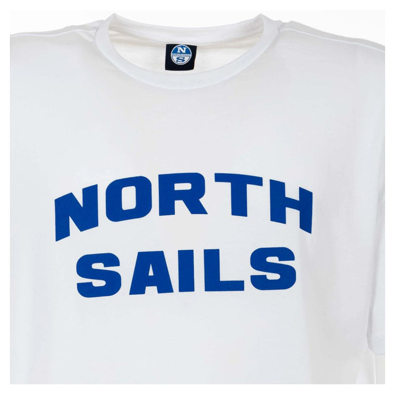 Elegant White Cotton Tee with Bold Blue Logo North Sails