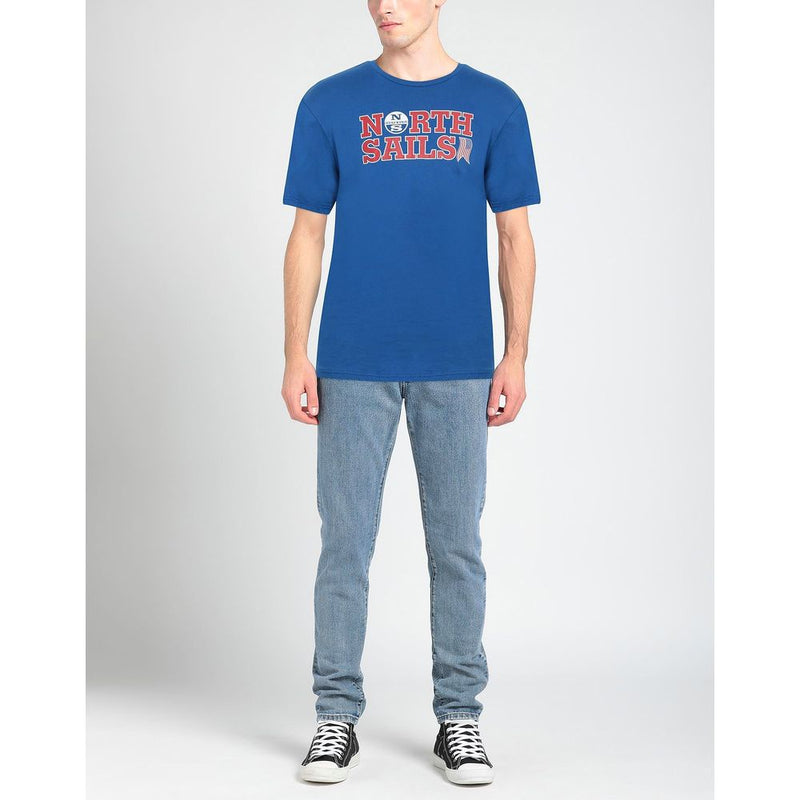 Ocean Blue Cotton Tee with Signature Chest Logo North Sails