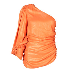 Chic Orange Laminated Blouse PINKO