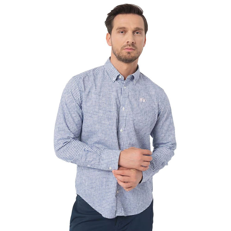 Elegant Checkered Cotton Shirt with Embroidered Logo La Martina