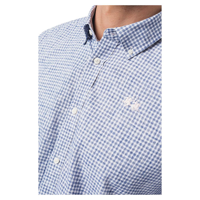 Elegant Checkered Cotton Shirt with Embroidered Logo La Martina