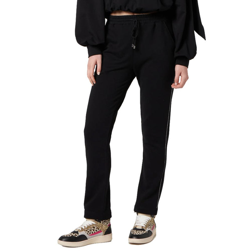 Elegant Cotton Sweatpants with Rhinestone Accent Patrizia Pepe