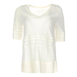 Chic Linen Crochet Detail T-Shirt Patrizia Pepe