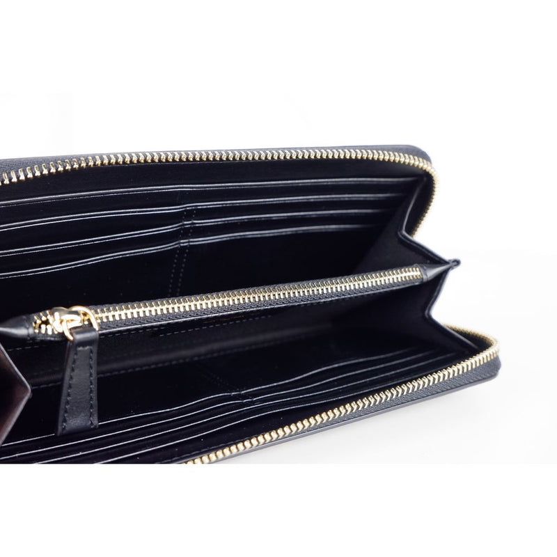 Elegant Leather Zippered Wallet in Classic Black Ungaro