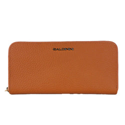 Elegant Orange Leather Wallet with Zipper Baldinini Trend