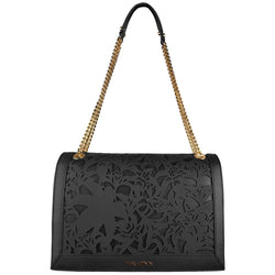 Elegant Floral Calfskin Shoulder Bag Baldinini Trend