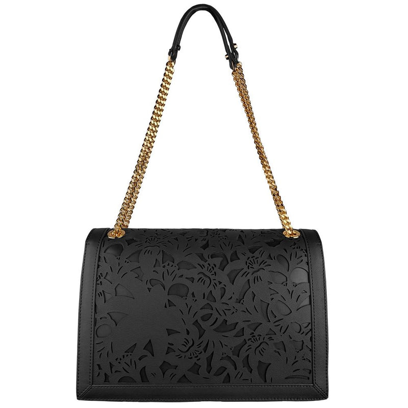 Elegant Floral Calfskin Shoulder Bag Baldinini Trend