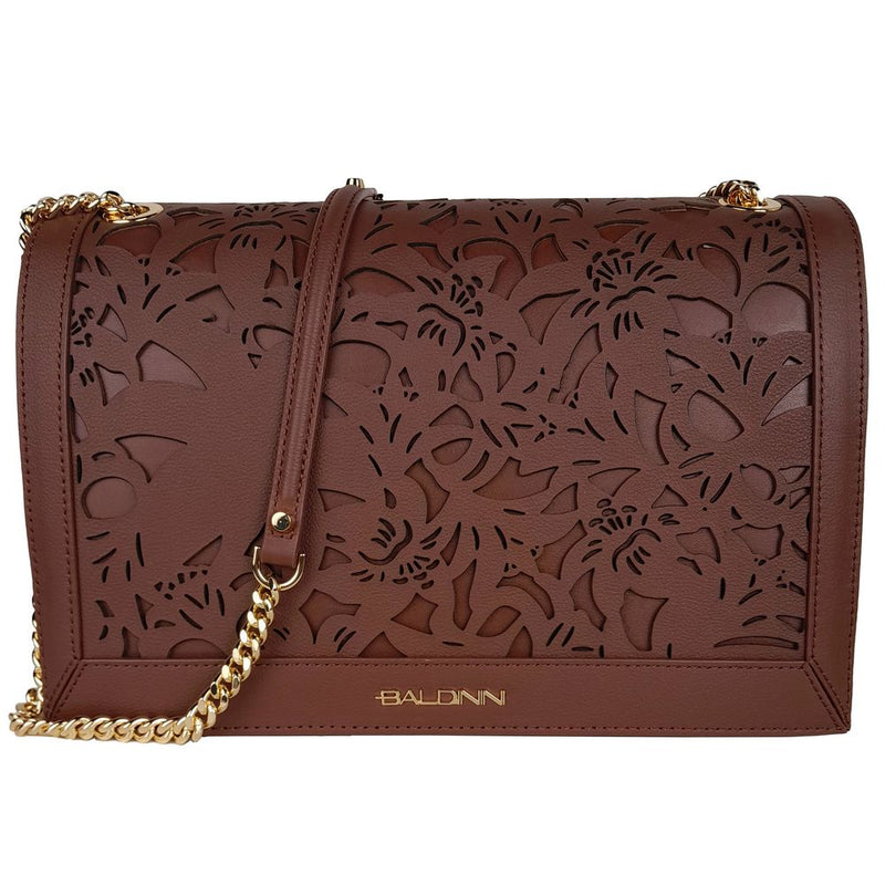 Elegant Floral Leather Shoulder Bag Baldinini Trend