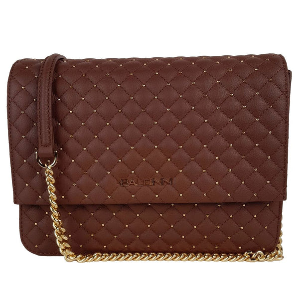 Chic Quilted Calfskin Shoulder Bag with Studs Baldinini Trend