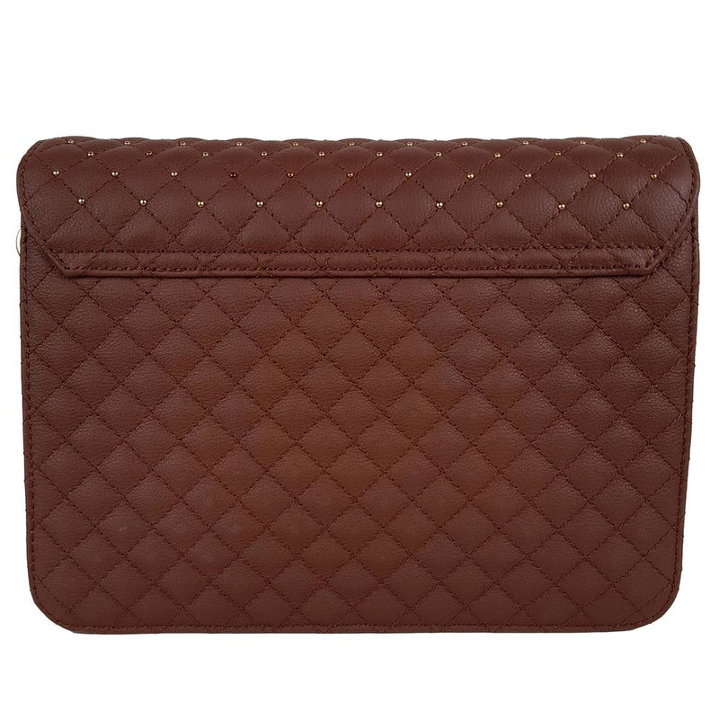 Chic Quilted Calfskin Shoulder Bag with Studs Baldinini Trend