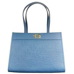 Elegant Light Blue Shopping Bag with Logo Motif Baldinini Trend