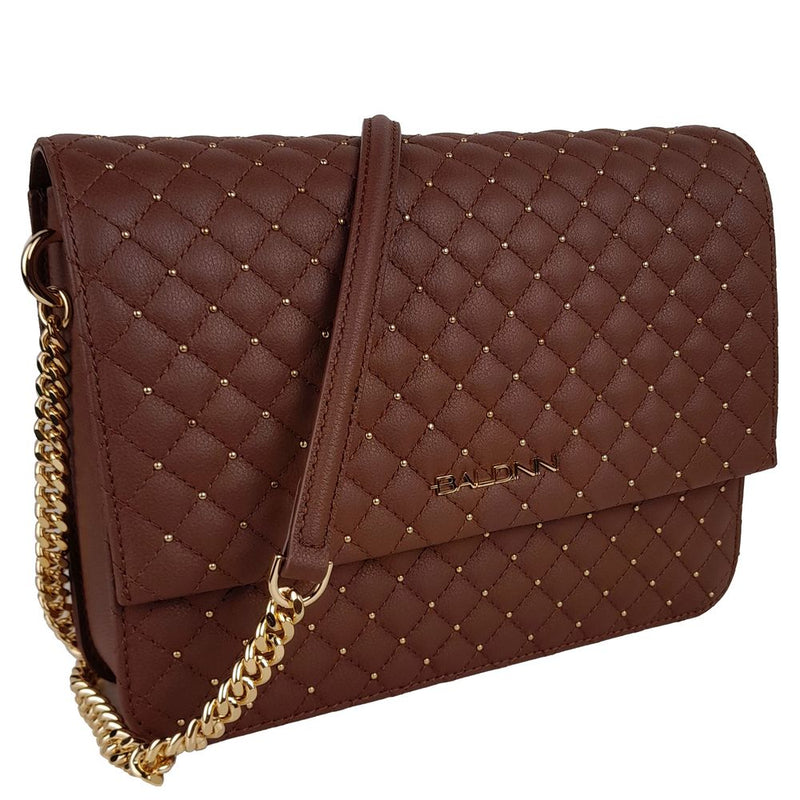 Chic Quilted Calfskin Shoulder Bag with Studs Baldinini Trend