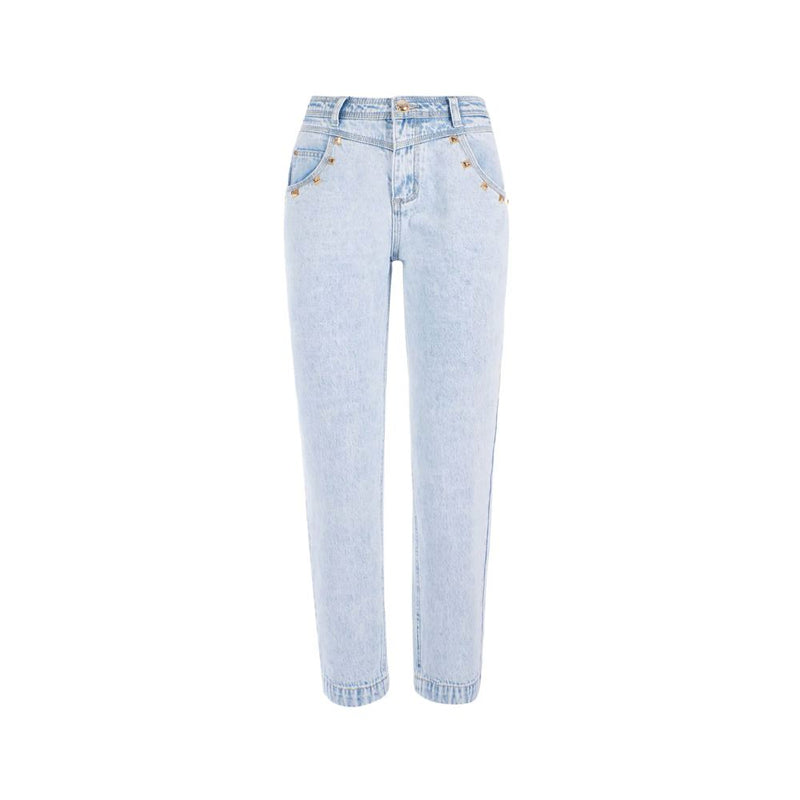 Light Blue Cotton Women Jeans Yes Zee