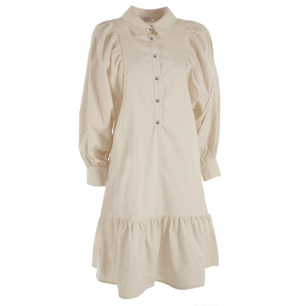 Beige Cotton Women Dress Yes Zee