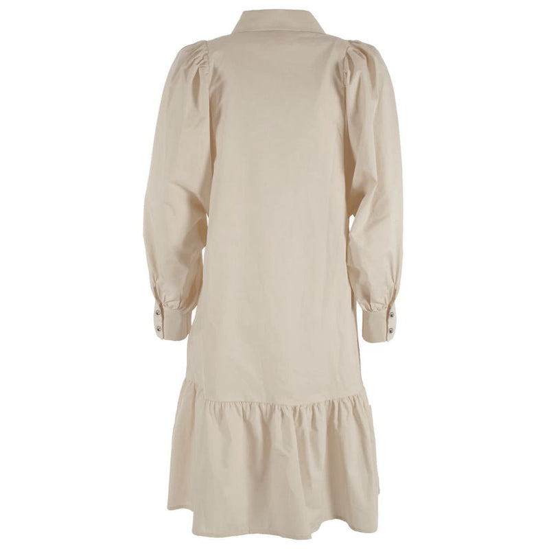 Beige Cotton Women Dress Yes Zee