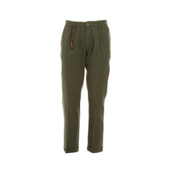 Elegant Green Cotton Chino Trousers Yes Zee