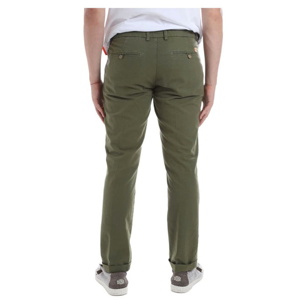 Elegant Green Cotton Chino Trousers Yes Zee