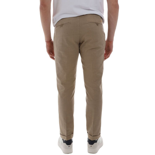 Chic Cotton Chino Trousers in Earthy Brown Yes Zee