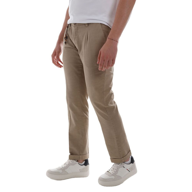 Chic Cotton Chino Trousers in Earthy Brown Yes Zee