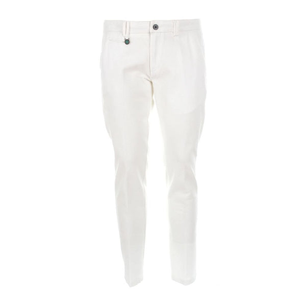 Honeycomb Cotton Chino Trousers - Pristine White Yes Zee