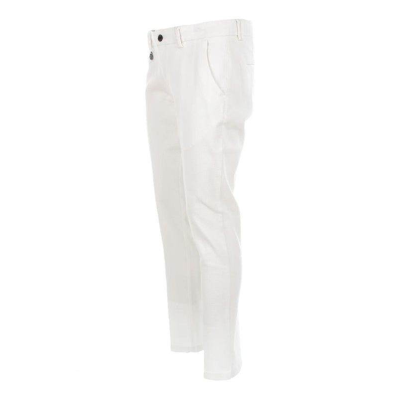 Honeycomb Cotton Chino Trousers - Pristine White Yes Zee