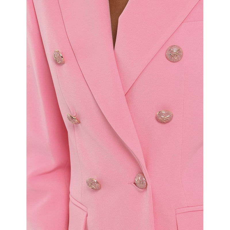 Elegant Pink Nylon Classic Jacket Yes Zee